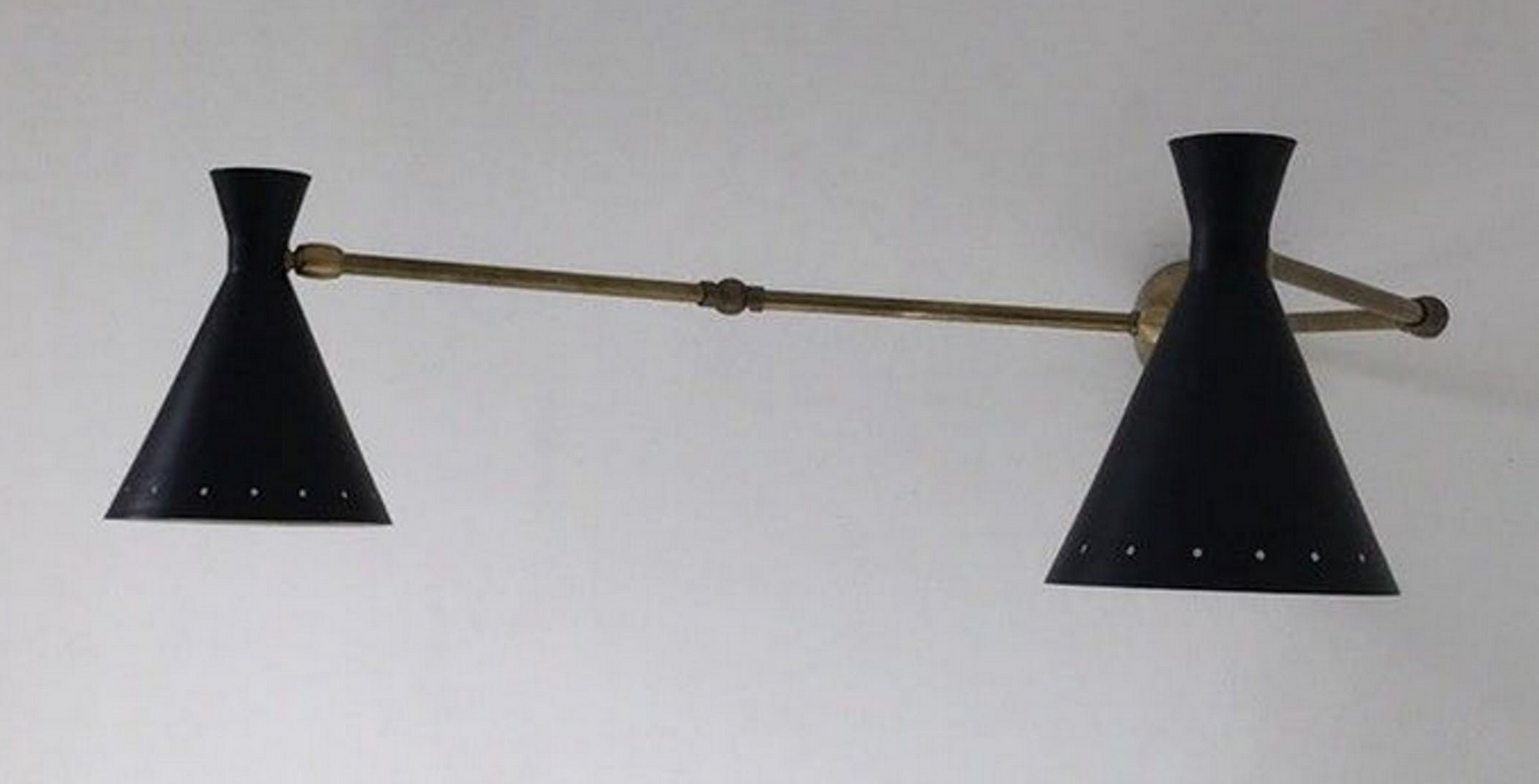 Murable applied Italian double  Lampshade black painted metal