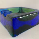 Square blue glass ashtray