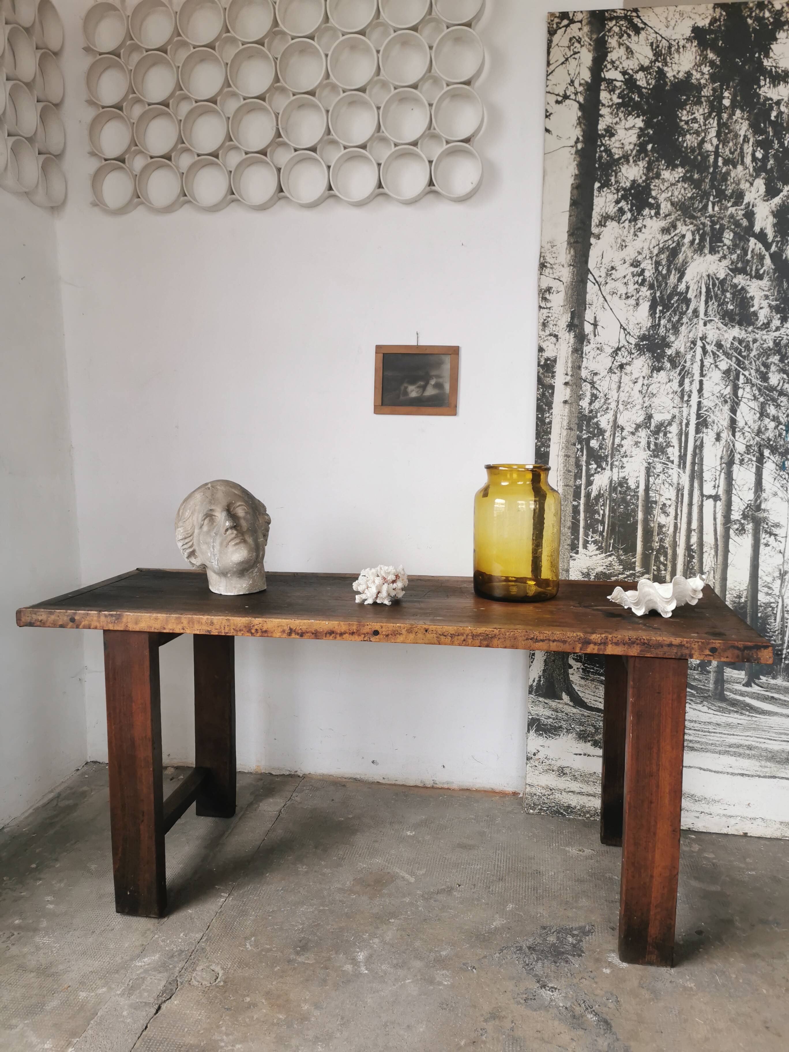 Workbench, brutalist console, solid wood