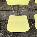 Chaises Formica jaune  pieds compas 1950