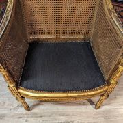 Fauteuil De Bureau Louis XVI Canné En Bois Doré