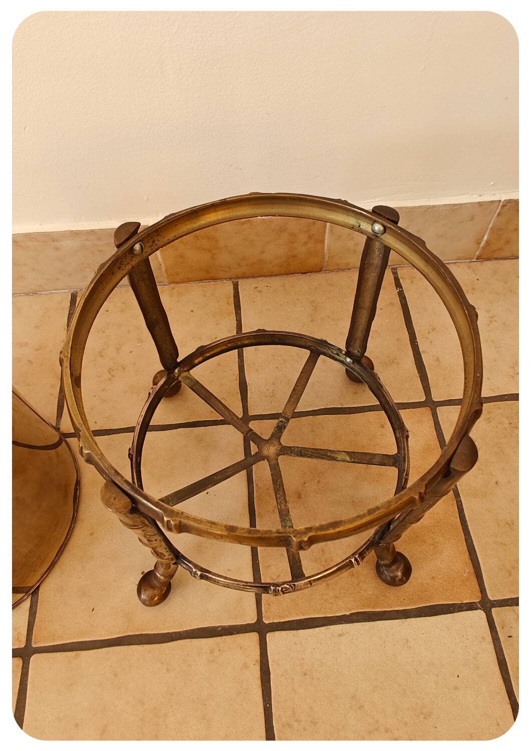 Pot de fleurs vintage en laiton faux bambou Maison Bagues