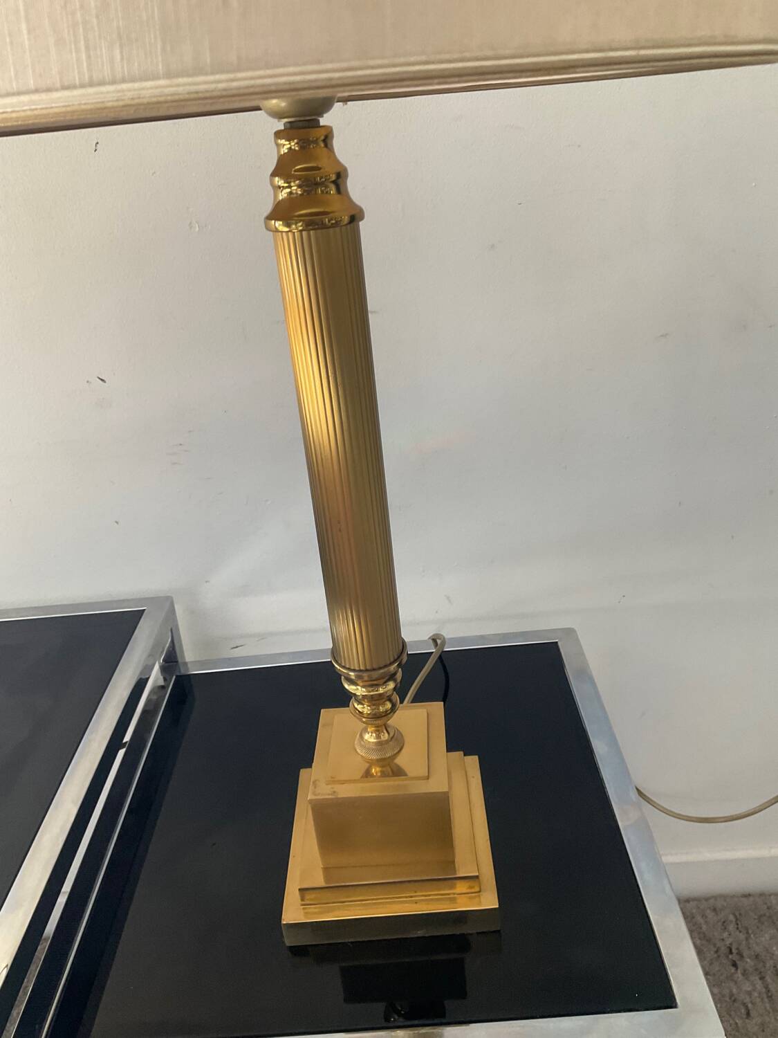 Pair of Empire style brass lamps