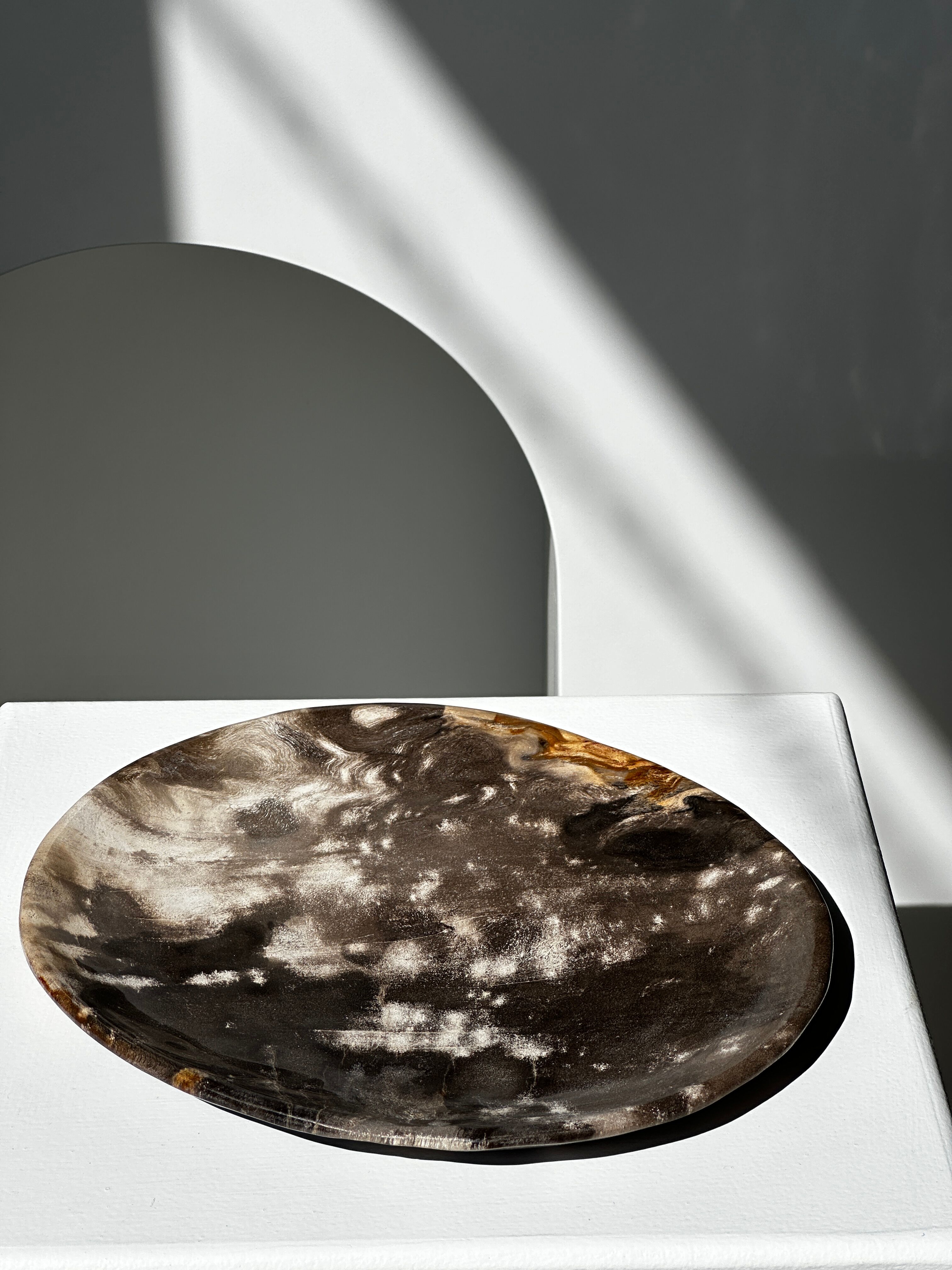 Dish in petrified wood