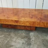 Coffee table from the 70s, elm magnifying glass veneer