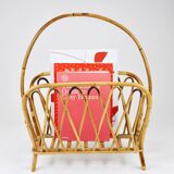 Bamboo and rattan magazine rack in the style of Franco Albini, Italy, 1970s.