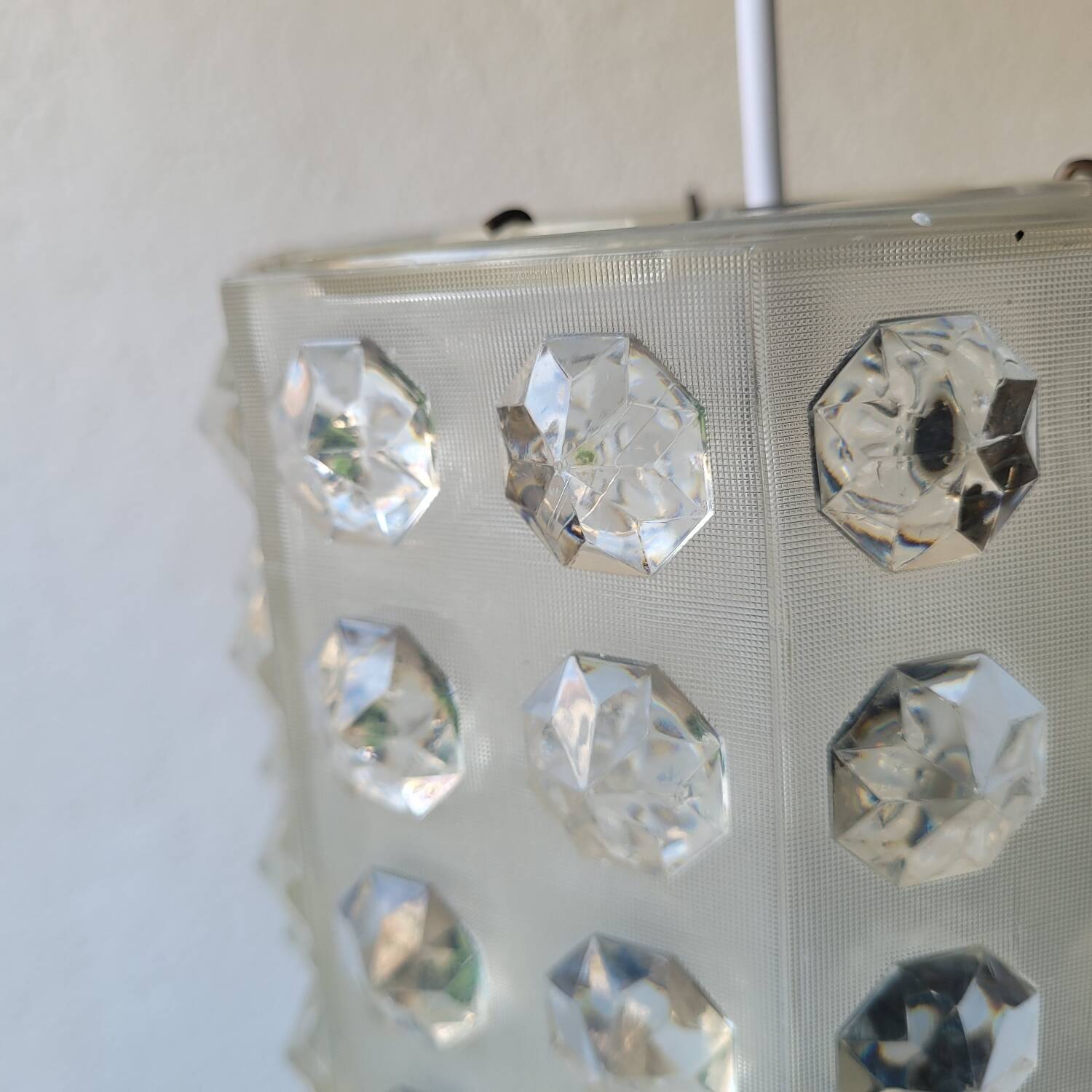 Vintage hexagonal cabochon pendant light – 70s
