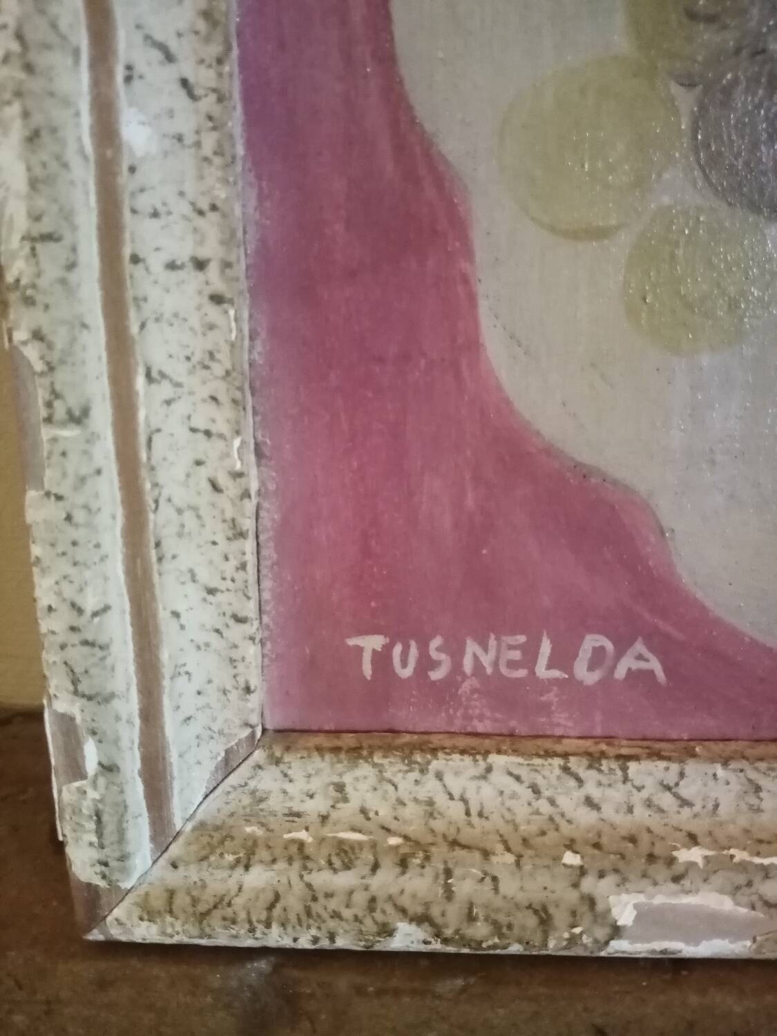 Oil painting on masonite Tusnelda Sanders