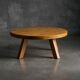 Brutalist Round Coffee Table in Solid Wood, France, 1960s
