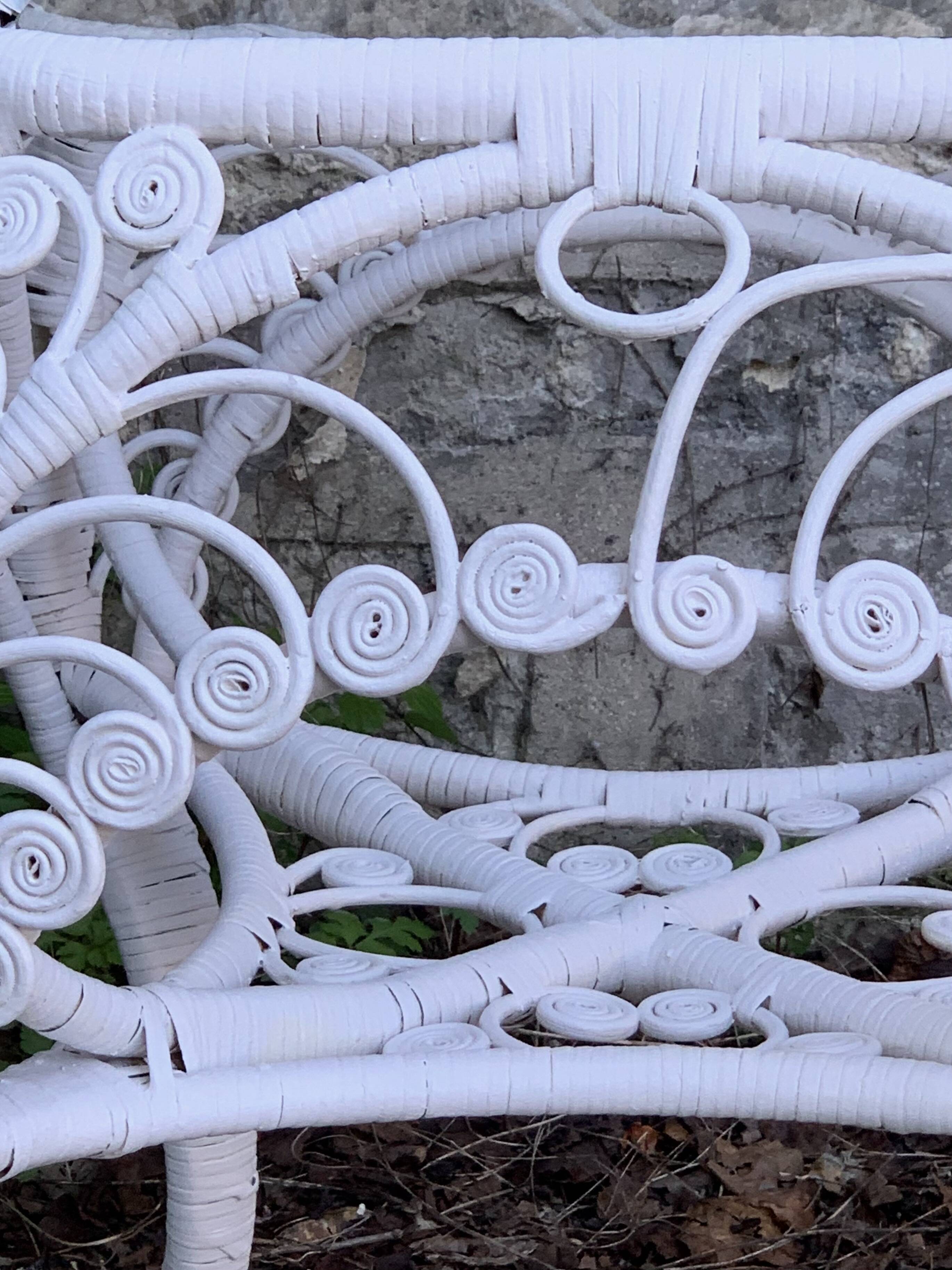 Peacock white rattan side table 1970