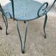 1 Table and 2 wrought iron garden chairs 1950 vintage