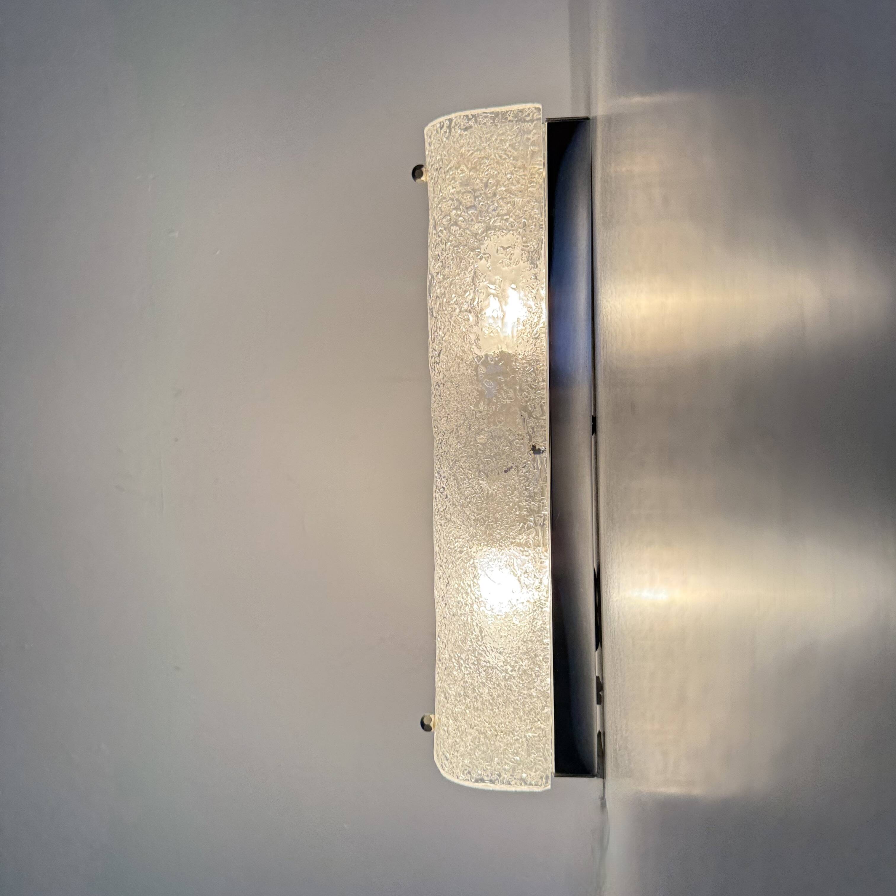 Applique murale en verre glacé vintage, années 1970