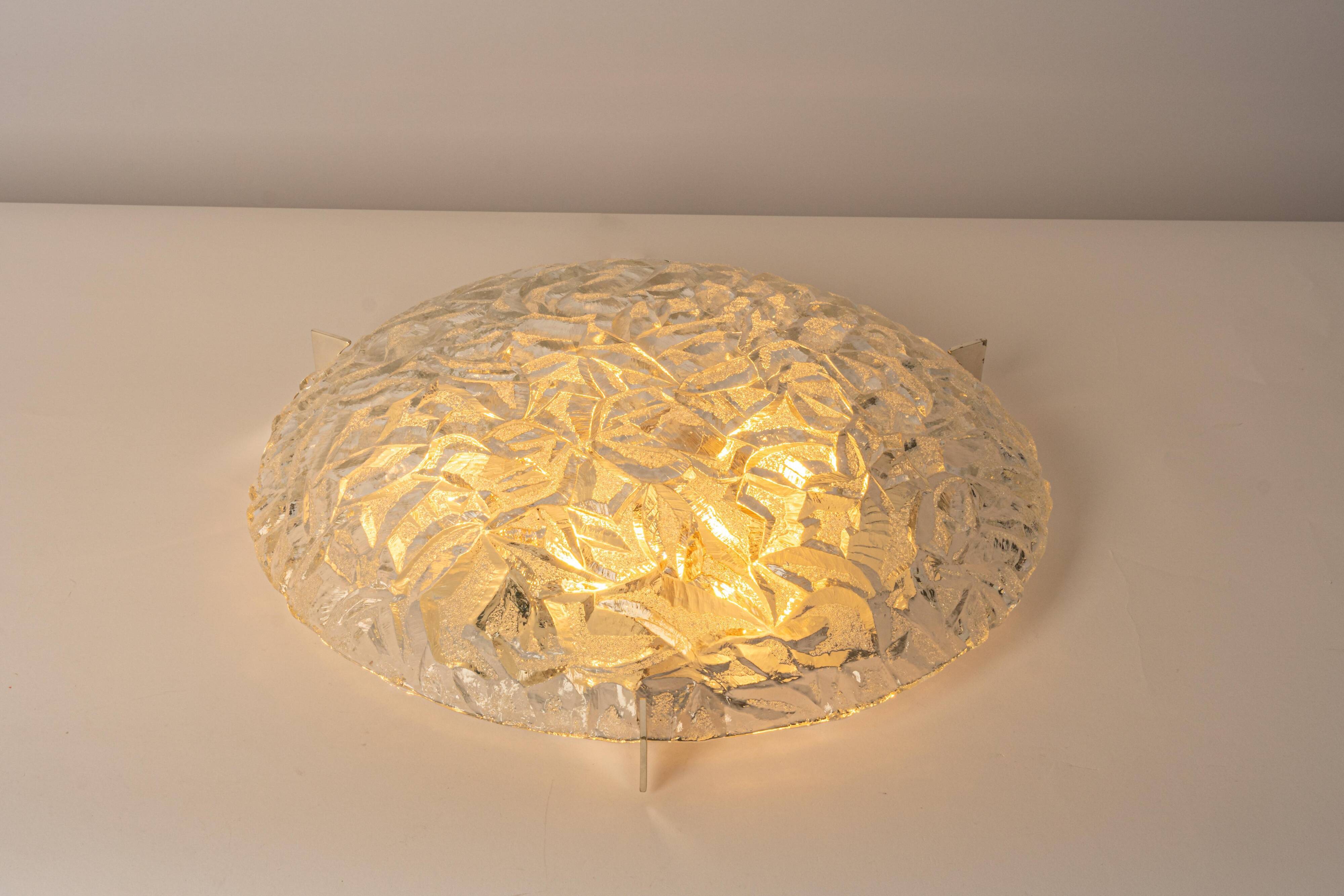 1 of 3 large Murano glass ceiling lights by Kaiser, Germany, 1960s.