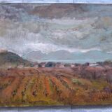 Oil on canvas charles kiffer "the vineyards in saint tropez"