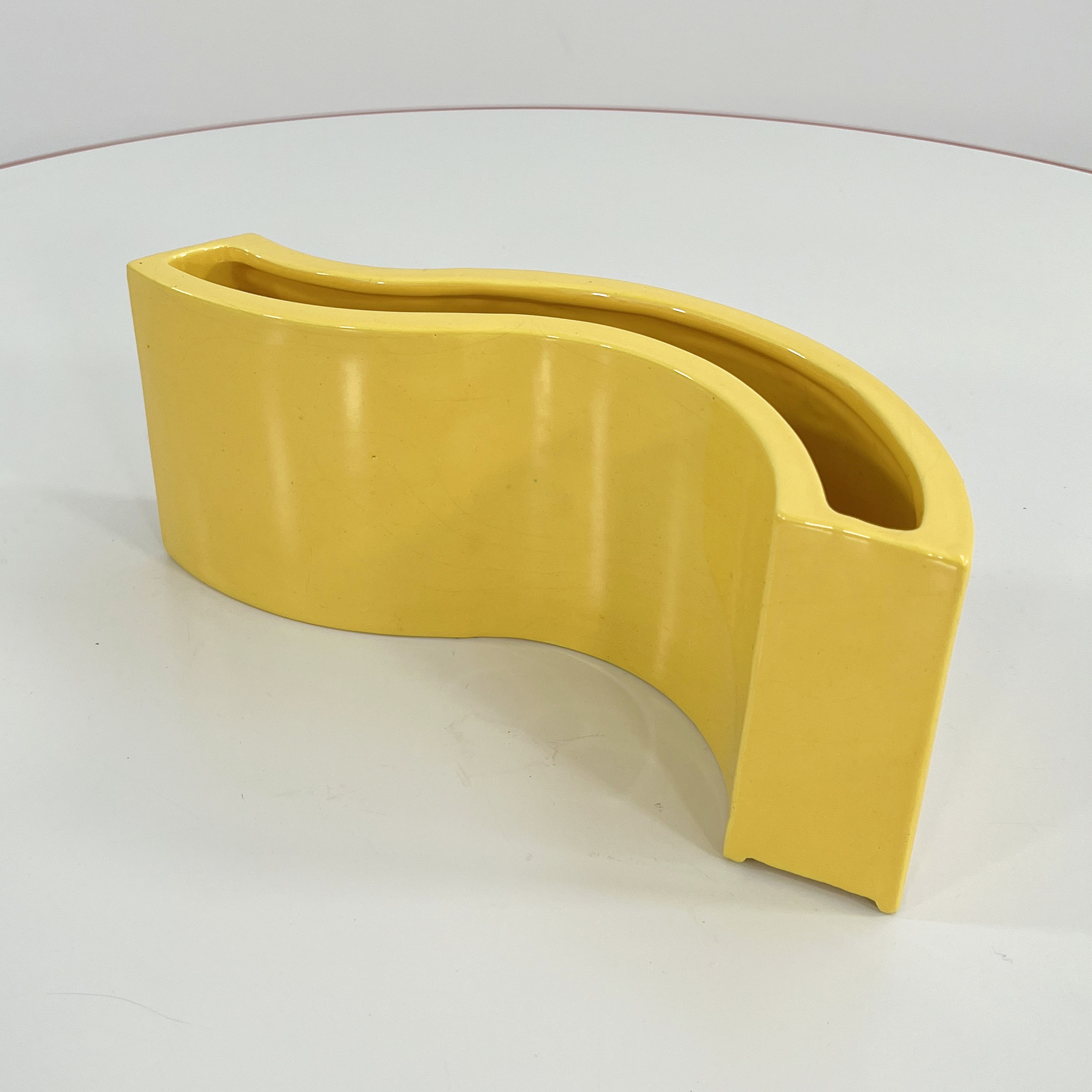 Italian vase in yellow ceramic, 1970