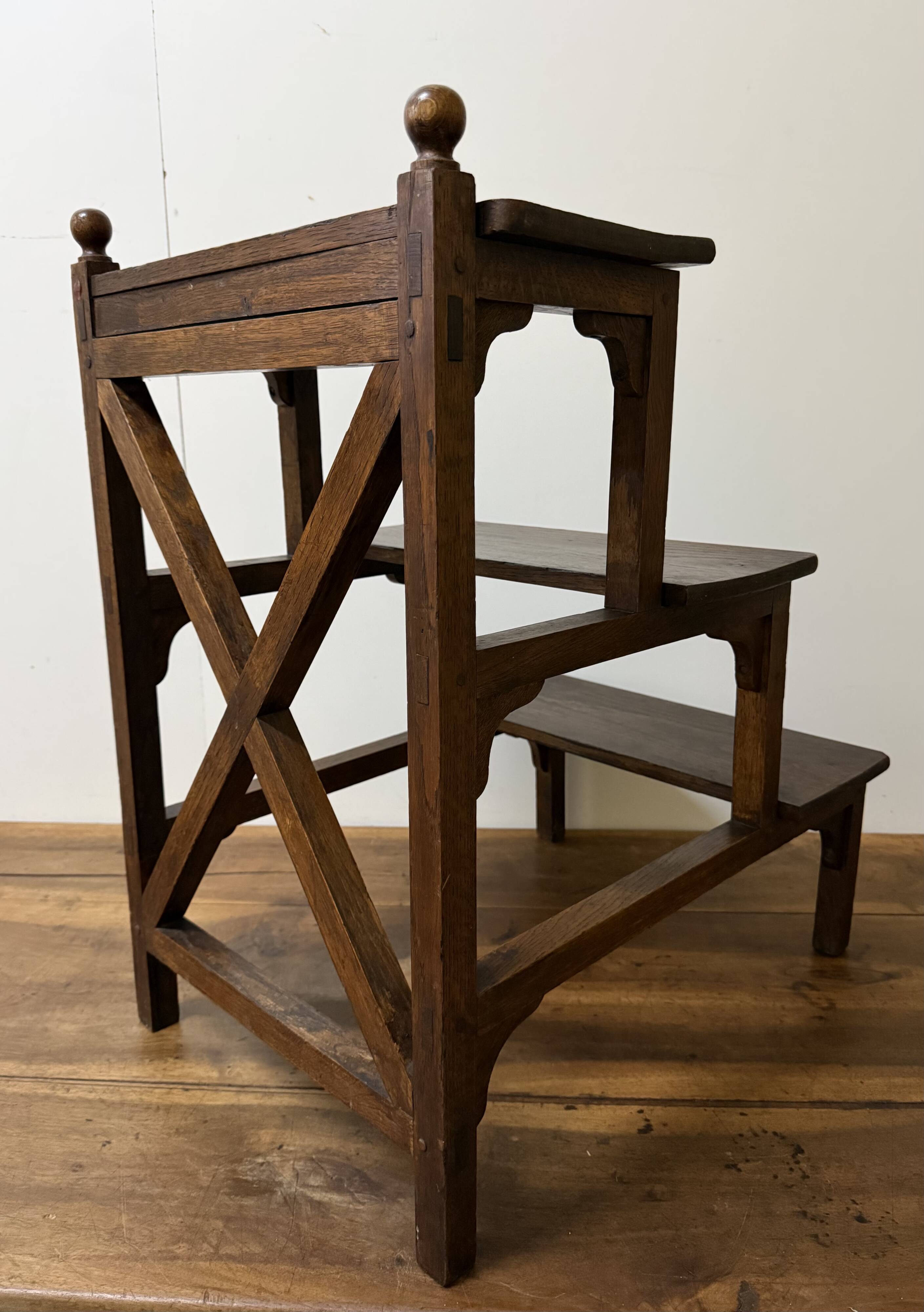 Library step ladder in oak