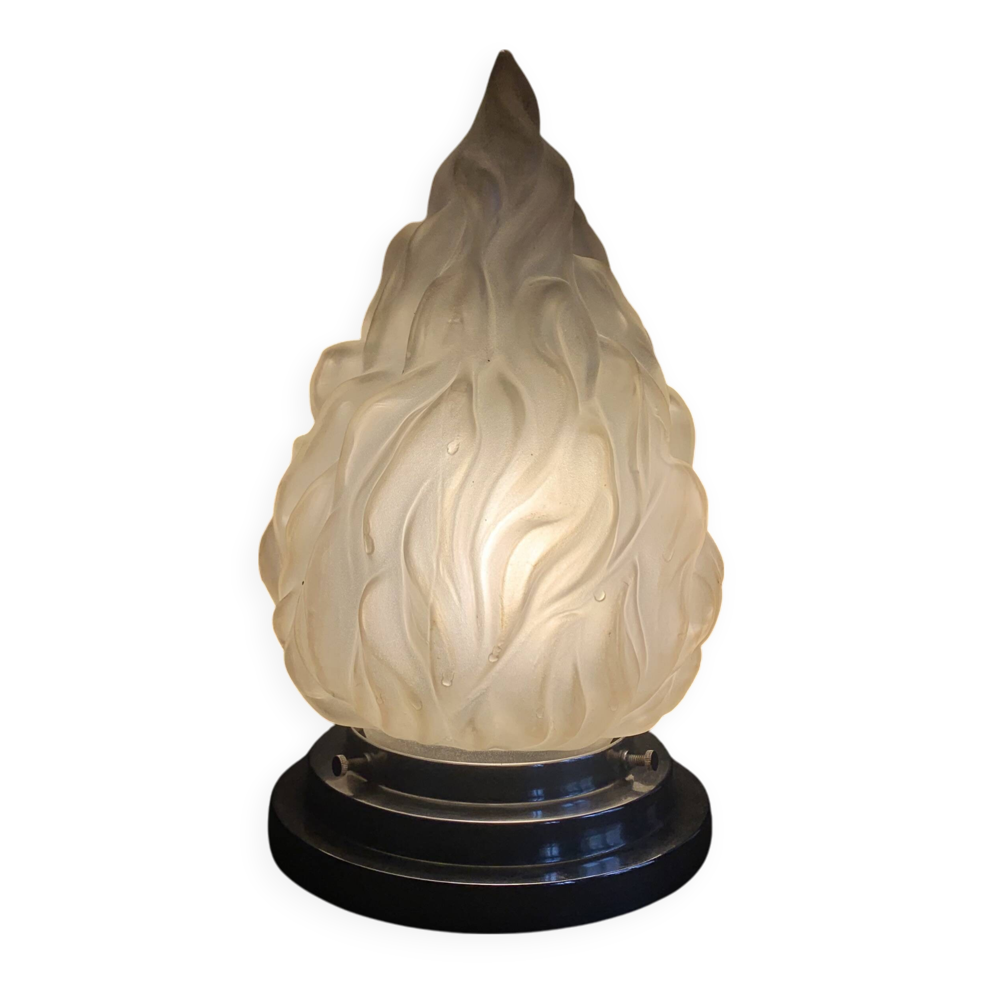 Large Art Deco flame globe lamp or ceiling light, 1920