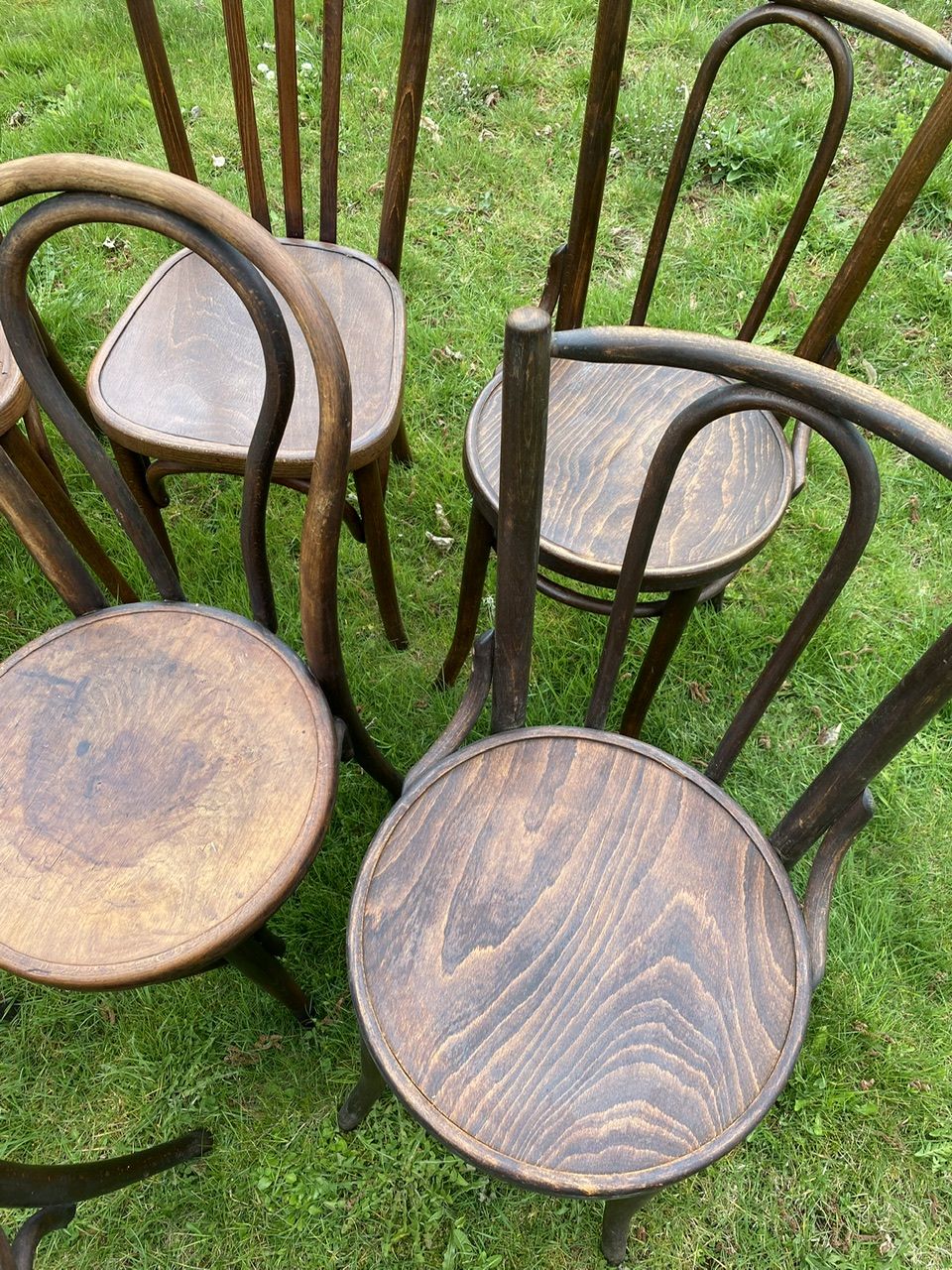 Set of 8 mismatched bistro chairs