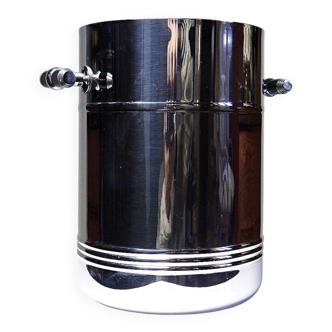 Vintage champagne bucket from the 80s-90s by Orfévrerie Jean Couzon in 18/10 stainless steel.