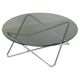 1970s vintage smoked glass and chromed round coffee table