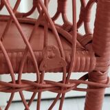 Terracotta rattan and wicker shelf