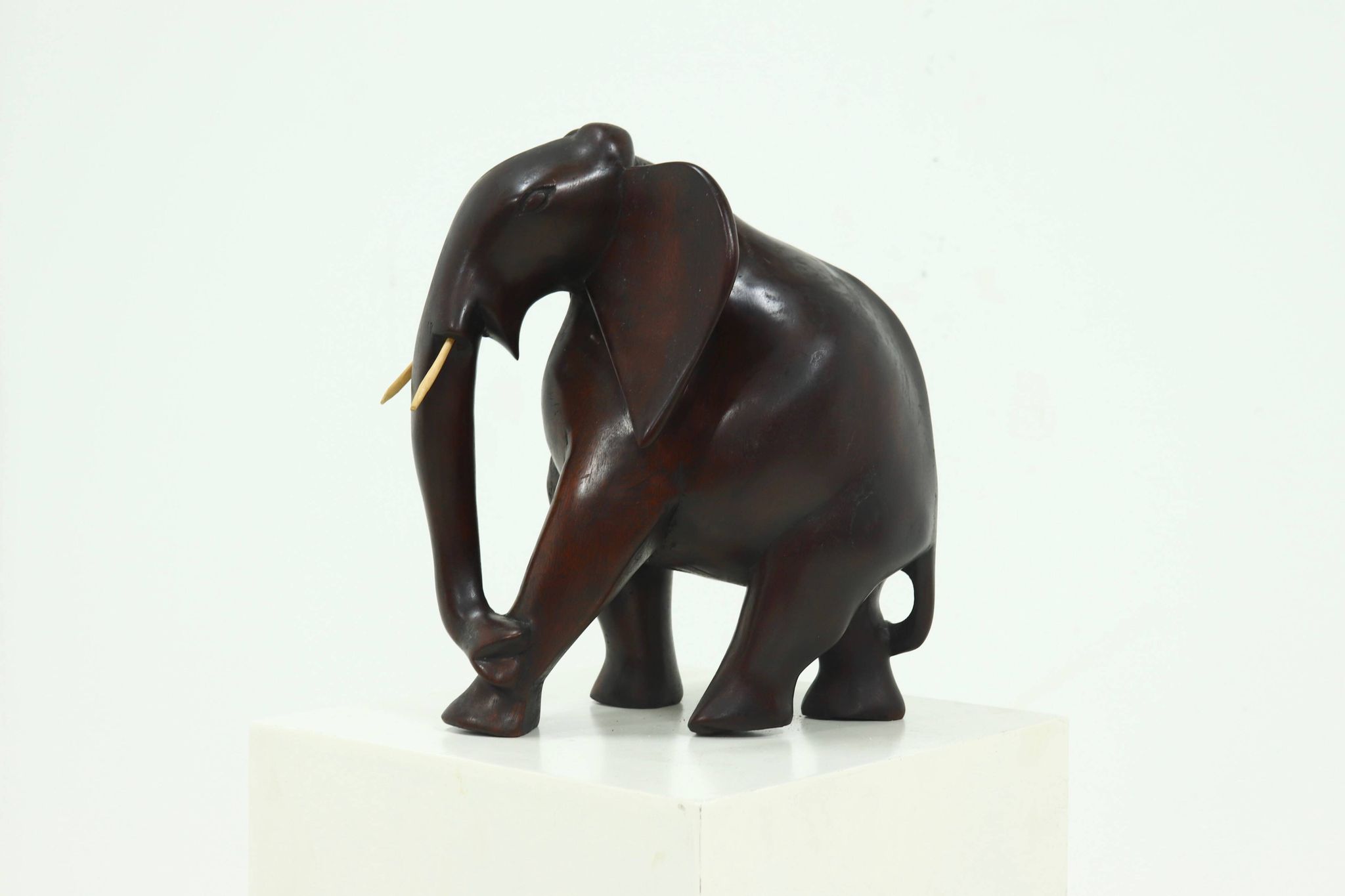 Large Mahogany Sculptural Elephant 1970s