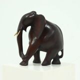 Large Mahogany Sculptural Elephant 1970s