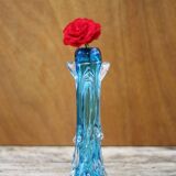 Vintage blown glass vase, blue vase, fat lava glass vase, interior decoration, collection