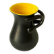 Two-handled vase, black and yellow glazed, in the style of Pol Chambost.