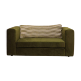 Olive velvet two-seater sofa