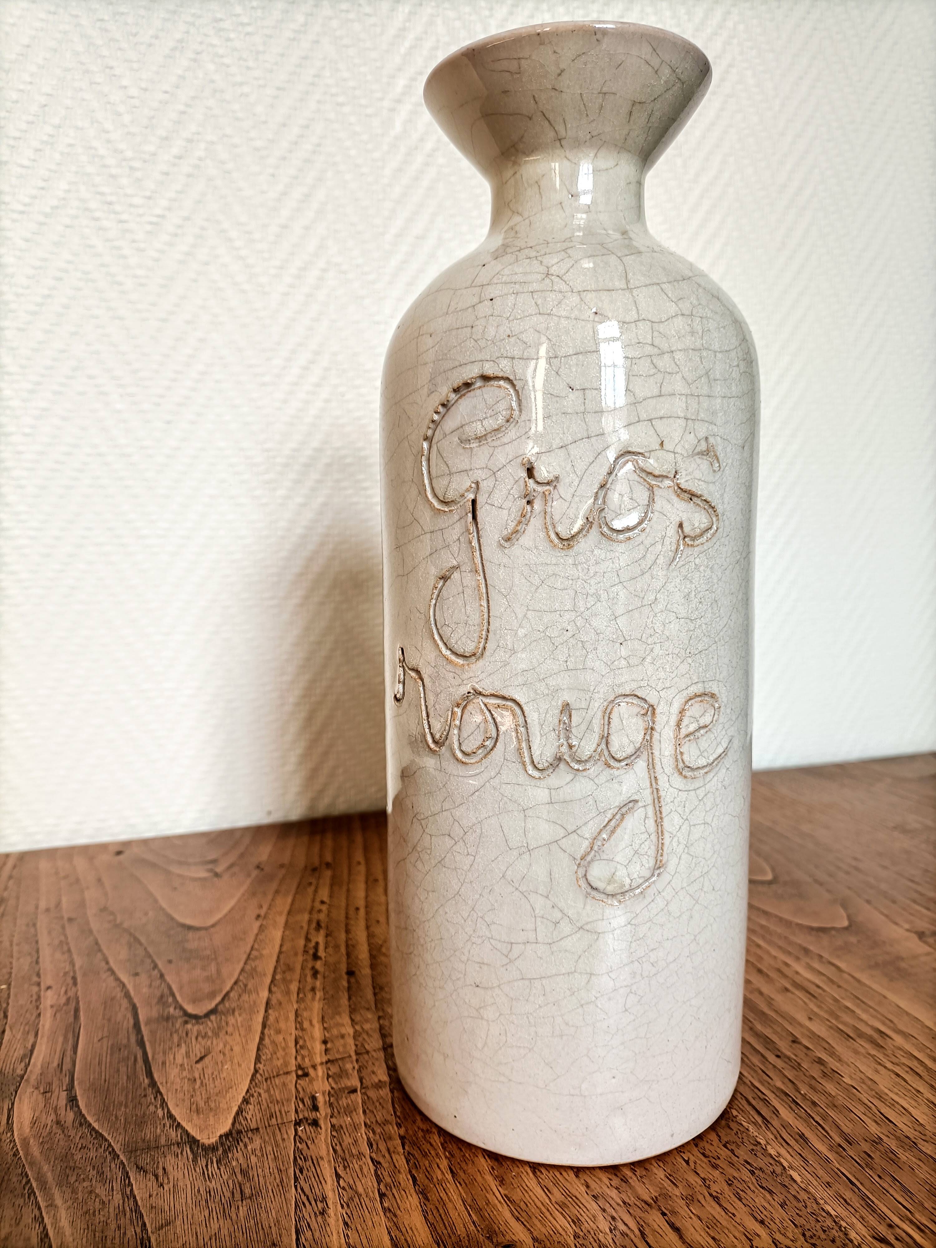 Large stoneware wine carafe with cork stopper