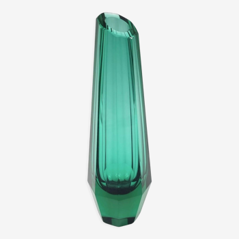 Art Deco Faceted Glass Vase by Josef Hoffmann for Moser, Czechoslovakia, 1930s