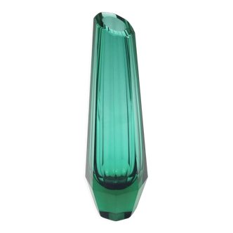 Art Deco Faceted Glass Vase by Josef Hoffmann for Moser, Czechoslovakia, 1930s