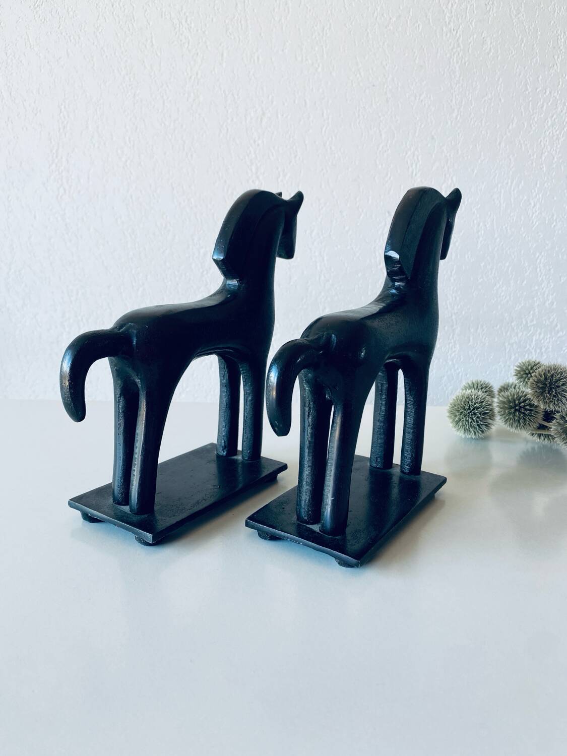 Pair of iron horse bookends