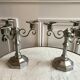 Duo of 3-spoke brass candlesticks art deco 30s