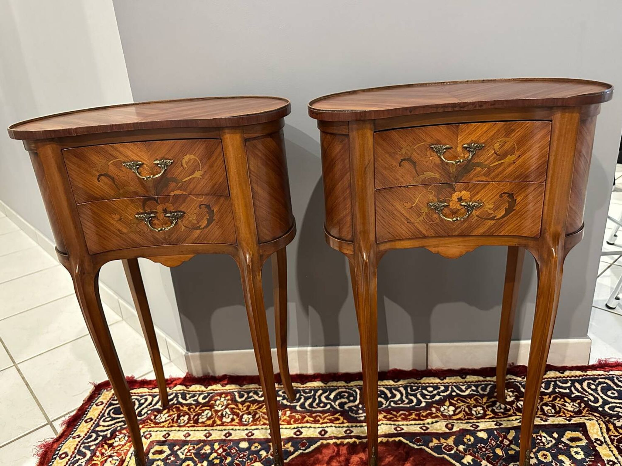 Pair of Louis XV kidney-shaped bedside tables