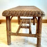 Rectangular vintage rattan coffee table