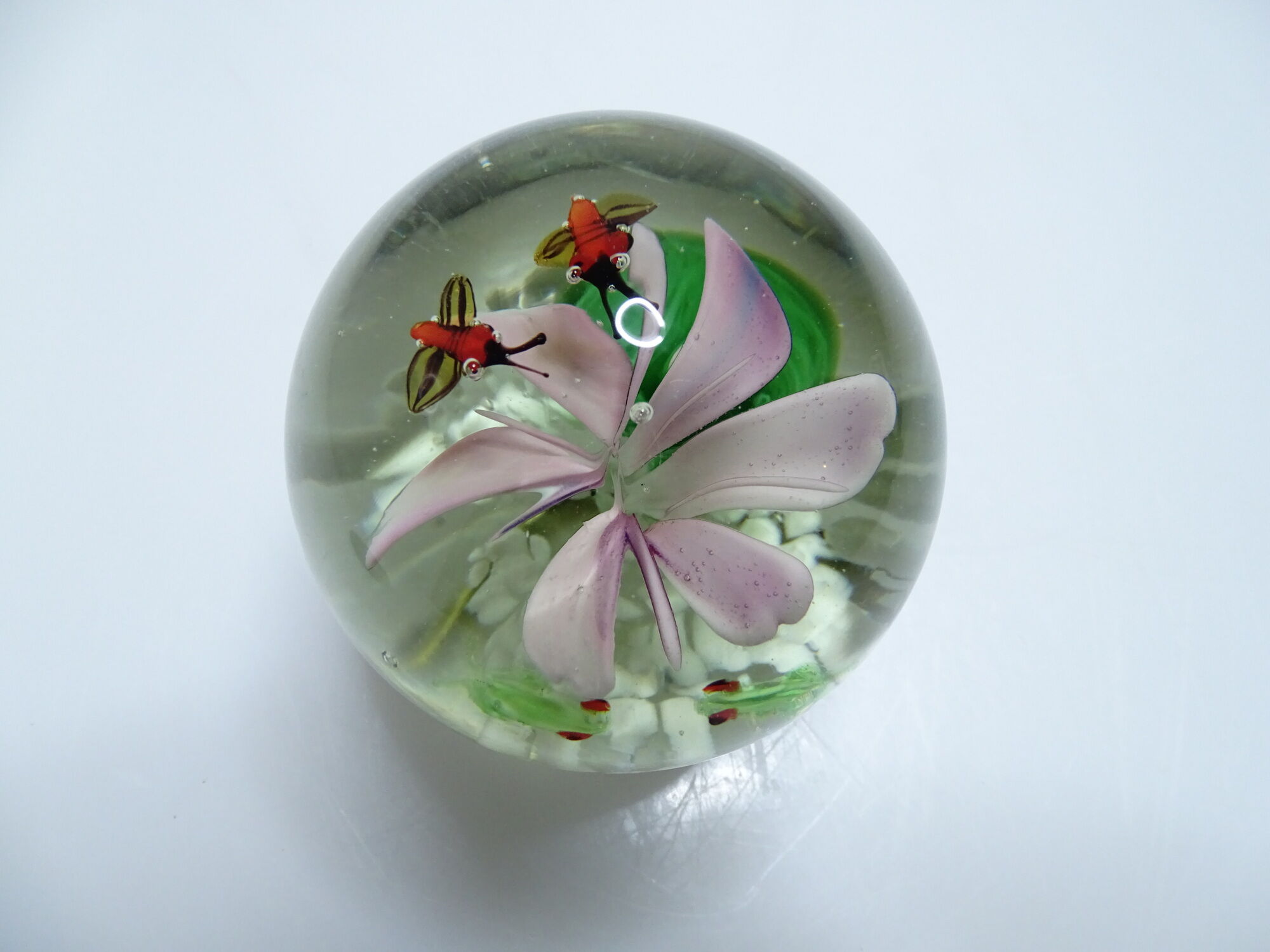 Paper press ball parchment flower, frogs and vintage insects