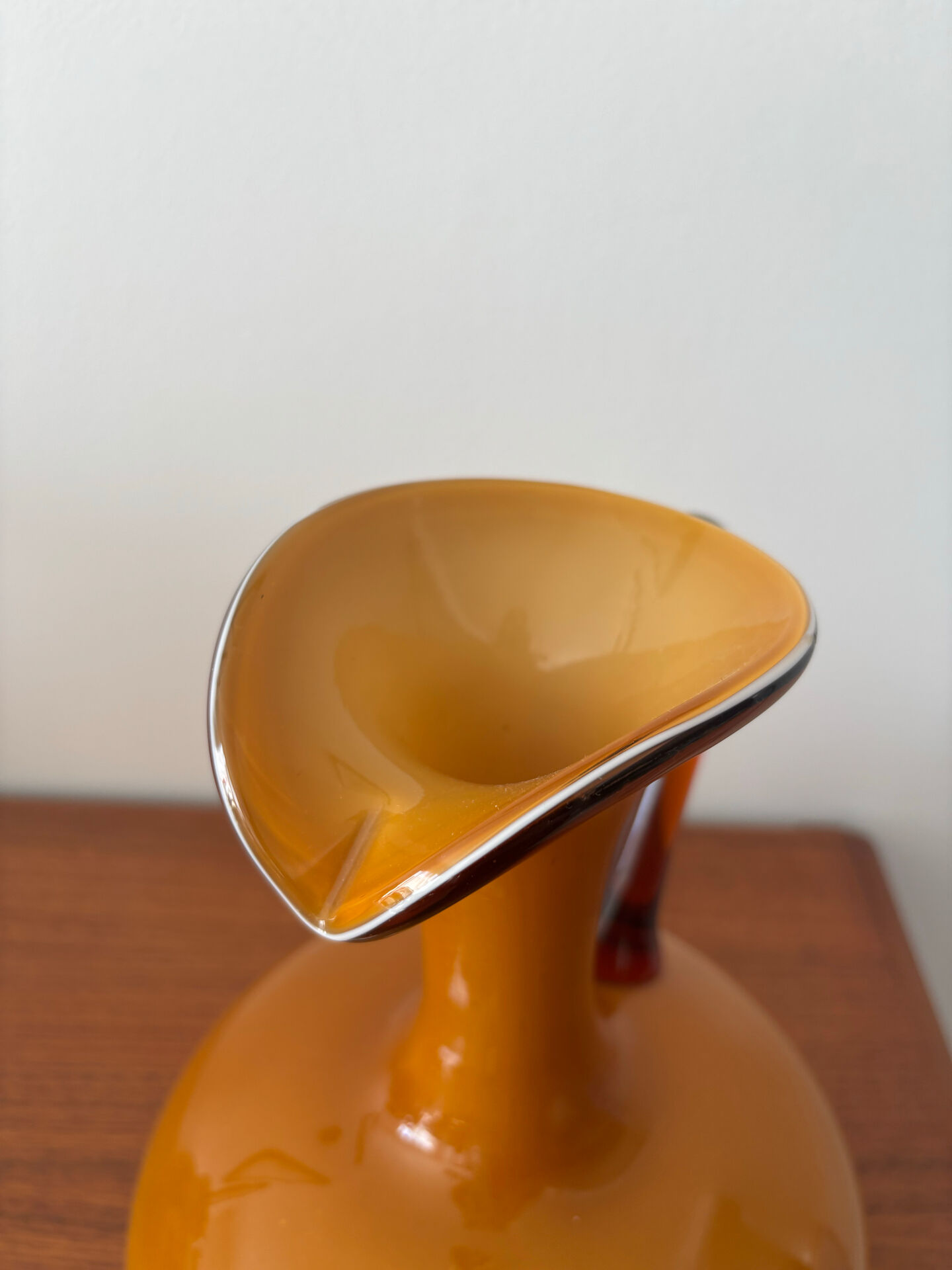 Vintage amber glass Empoli vase pitcher Italy