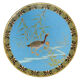 Plat rond en émaux cloisonnés sur cuivre montrant un oiseau dans un paysage