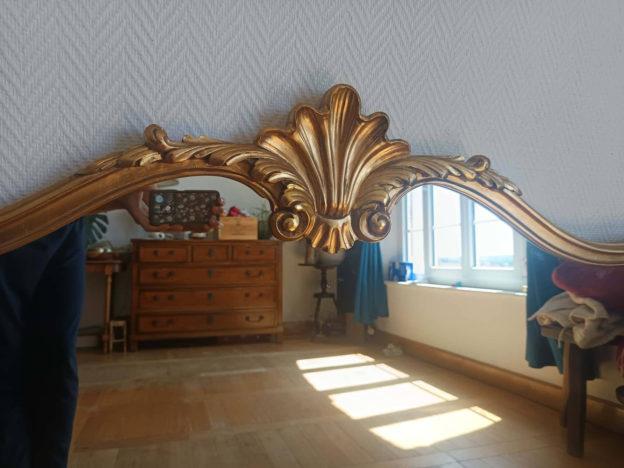 Grand miroir bois doré style Louis XV 166cm