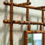 Coat rack with mirror and umbrella stand in faux bamboo, 1950s.