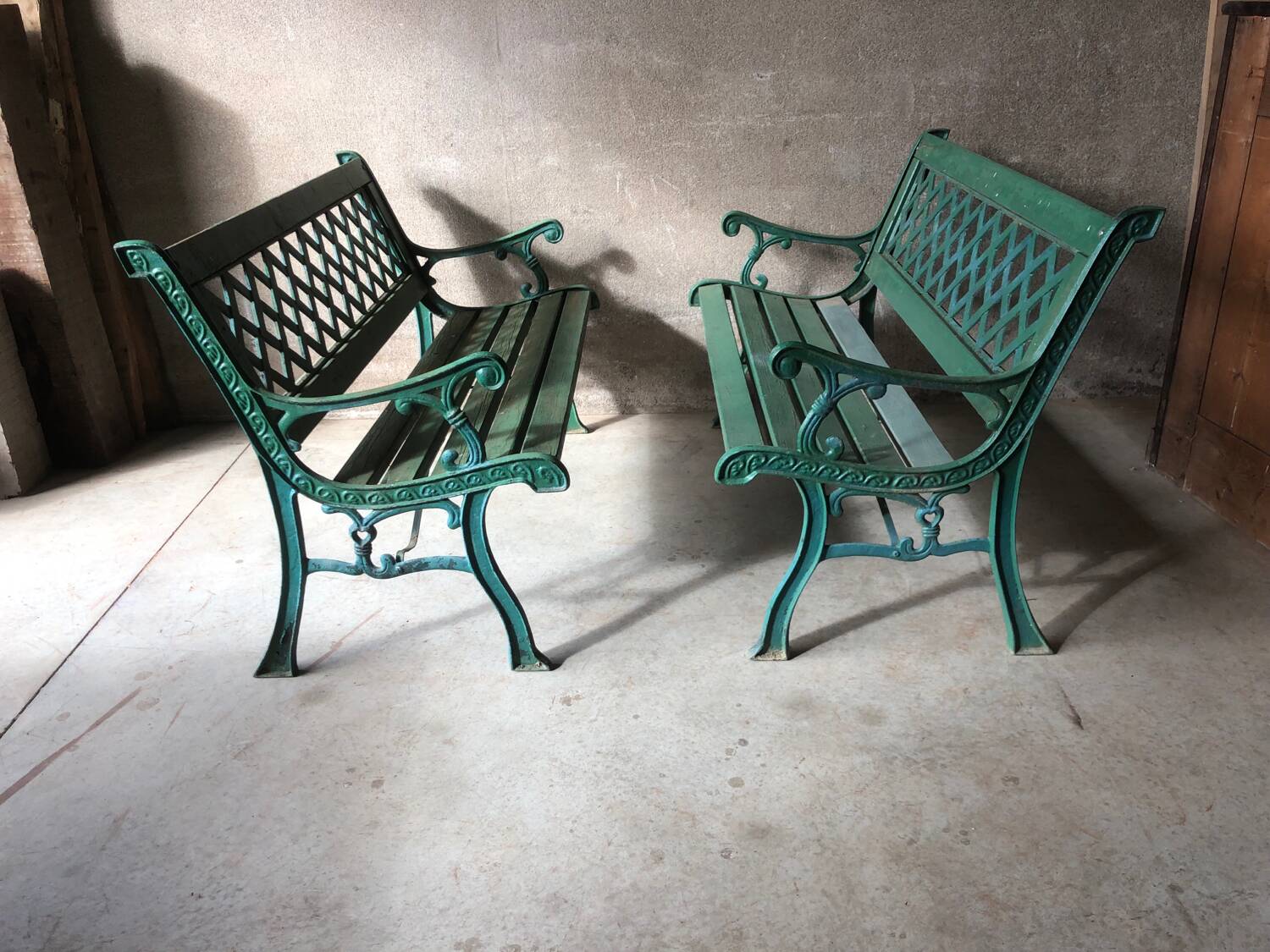 Old cast iron and wood garden bench