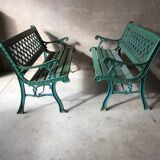Old cast iron and wood garden bench