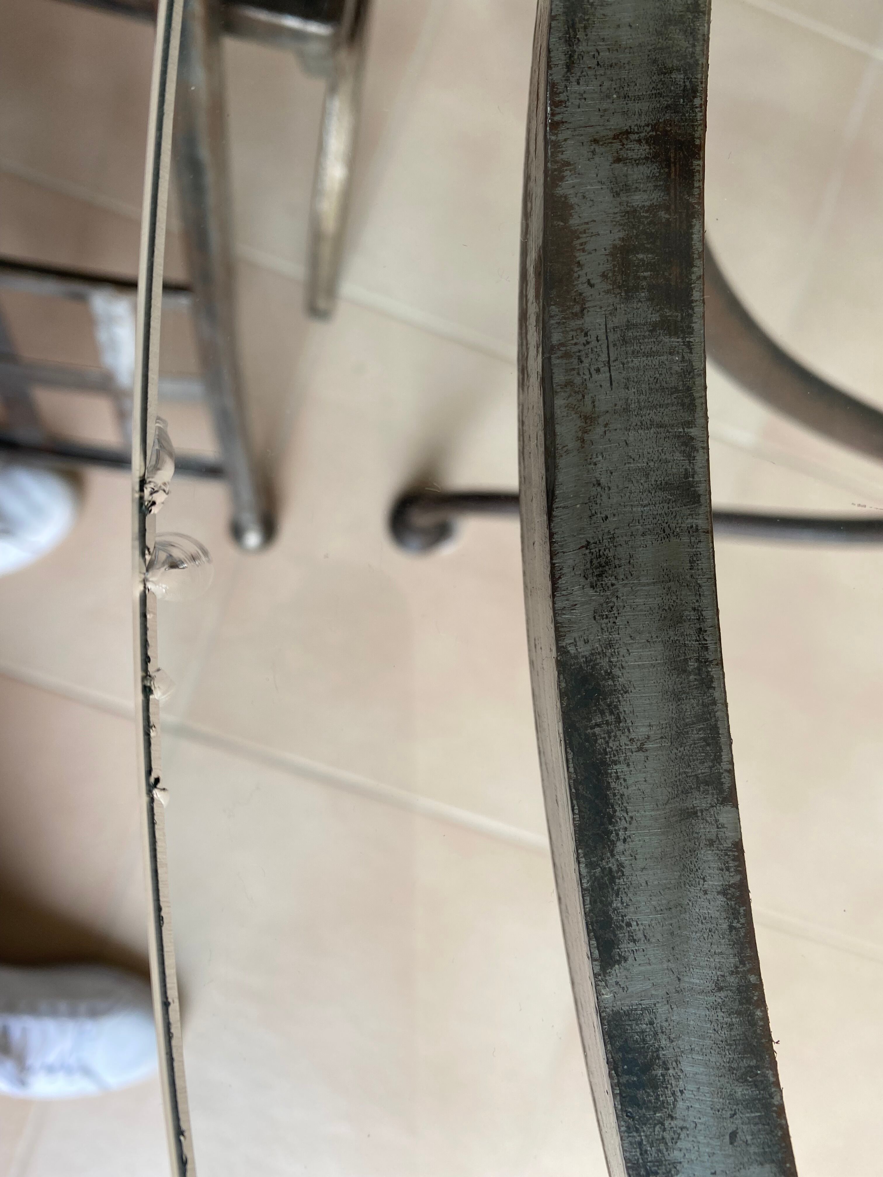 Wrought iron and glass table 4 chairs