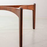 Table basse ronde en palissandre avec plateau en verre, modèle n° 104, design Sven Ellekaer
