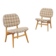 Pair of lounge armchairs in Scottish fabric 1950s Sweden