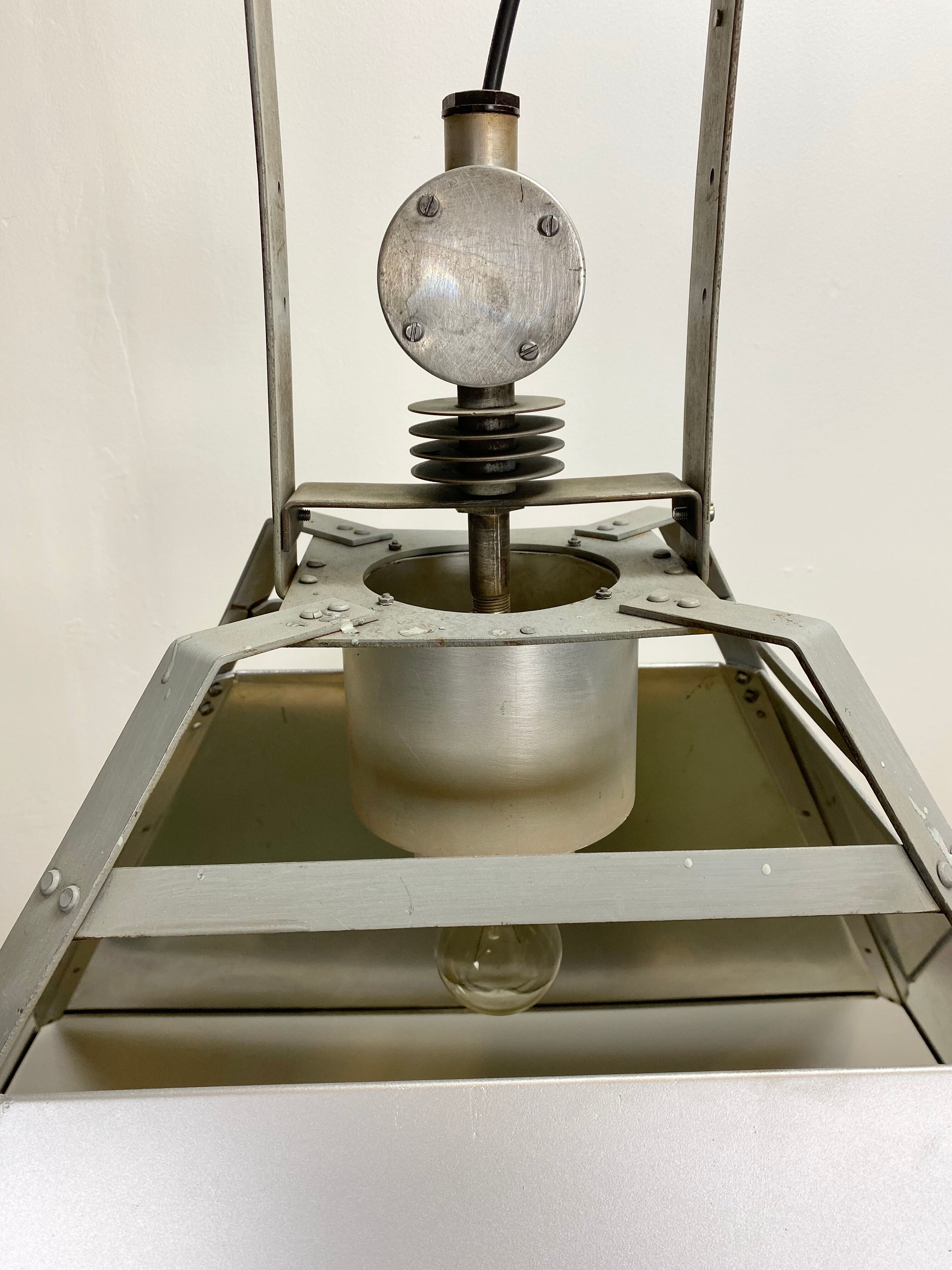 Silver industrial ceiling lamp, 1970s