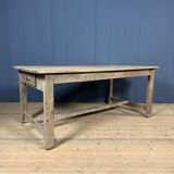 French farmhouse dining table with pine top and oak base