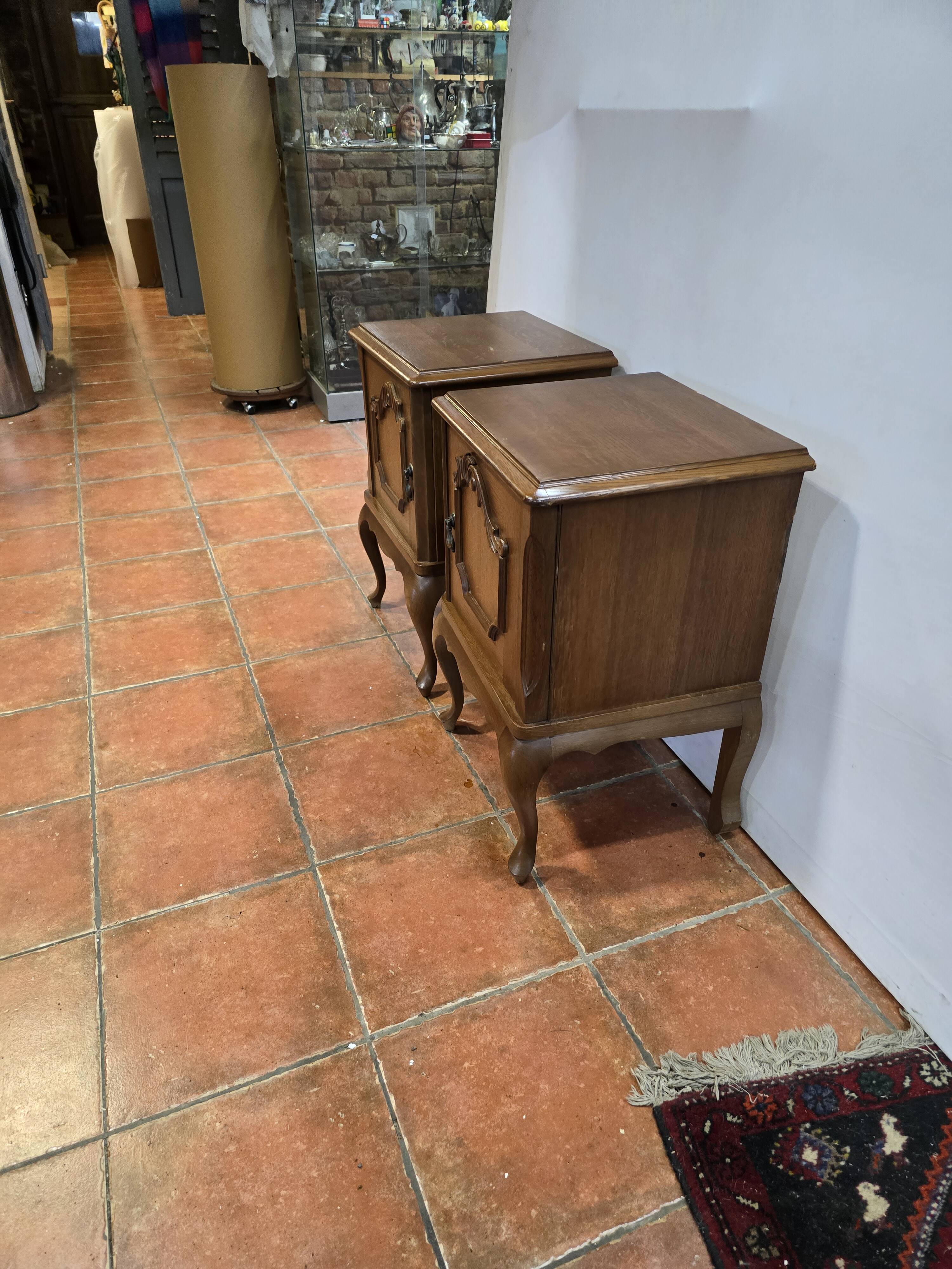 Pair of vintage 1960s oak bedside tables